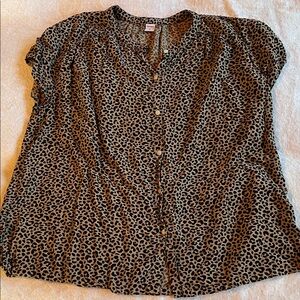 Old Navy Leopard Print Blouse - Black and Tan